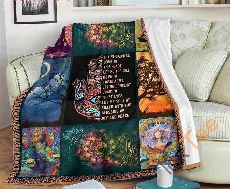 Let's No Sadness Com To This Heart Yoga Sherpa Fleece Blanket Gifts for Family, for Couple