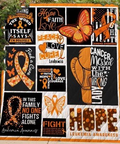 Leukemia Awareness Cancer Messed With The Wrong Lady Quilt Blanket Bedding Set