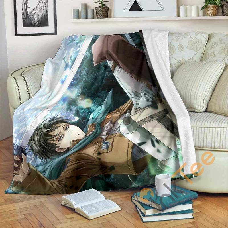 Levi Ackerman Sherpa Fleece Blanket Gifts for Family, for Couple