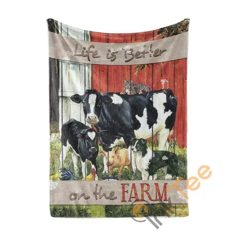 Life Is Better On The Farm Sherpa Fleece Blanket Gifts for Family, for Couple