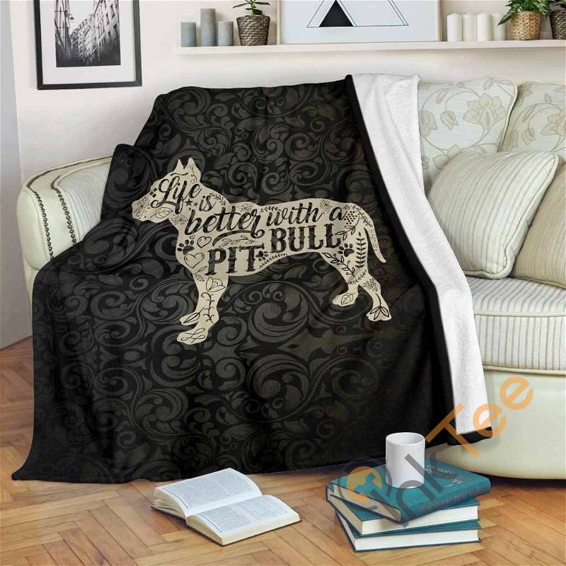 Life Is Better With A Pit Bull Sherpa Fleece Blanket Gifts for Family, for Couple