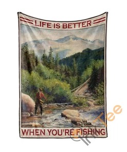 Life Is Better With Fishing Sherpa Fleece Blanket Gifts for Family, for Couple
