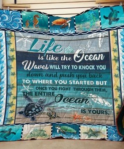 Life Is Like The Ocean Quilt Blanket Bedding Set