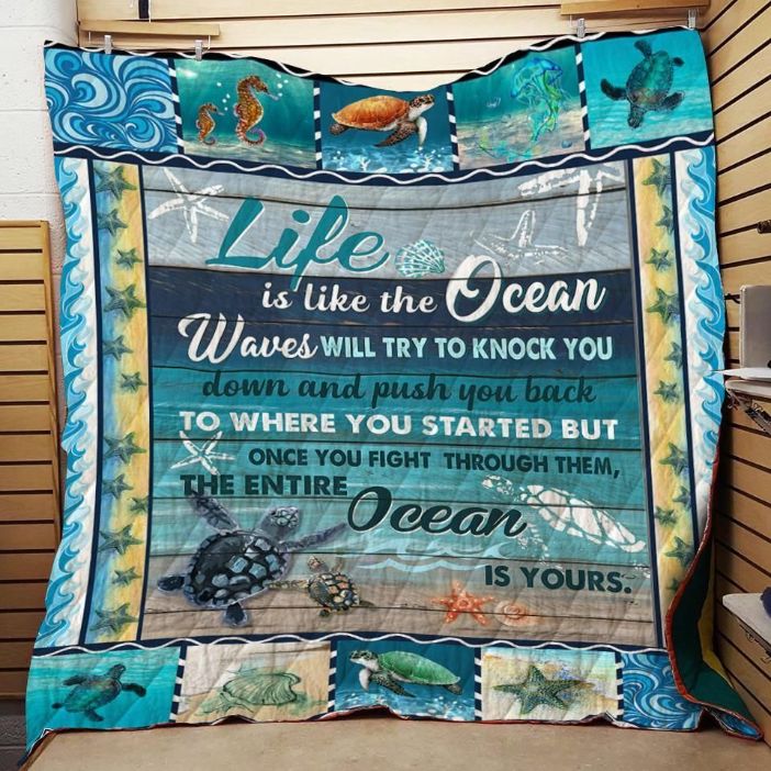 Life Is Like The Ocean Quilt Blanket Bedding Set