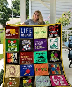 Life Is Short Play Table Tennis Quilt Blanket Bedding Set