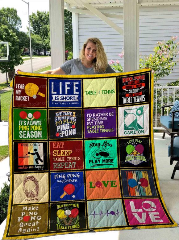 Life Is Short Play Table Tennis Quilt Blanket Bedding Set