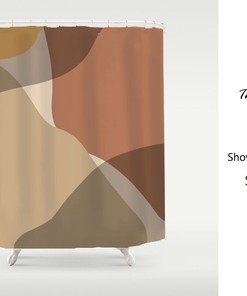 Light Brown Beige Color Blocks Shower Curtain, Waterproof And Washable Shower Curtain Bath Curtains