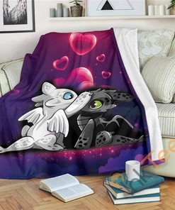 Light Fury Night Fury Love Sherpa Fleece Blanket Gifts for Family, for Couple