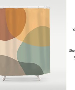 Light Yellow Green Brown Rocks Shower Curtains for Bathroom Decor