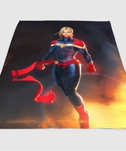 Lighting Captain Marvel Sherpa Fleece Blanket Gifts for Family, for Couple