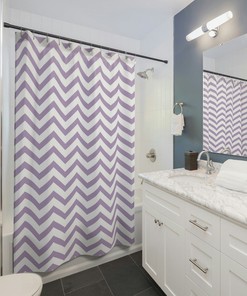 Lilac Stripes Shower Curtain, Lavender Striped Bath Curtain, Purple Modern Bathroom Decor, Simple and Minimal Gift idea
