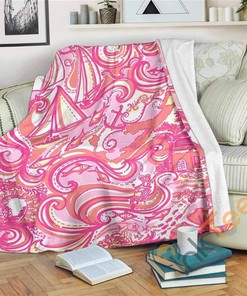 Lilly Sets Sail To Bermuda Sherpa Fleece Blanket Gifts for Family, for Couple