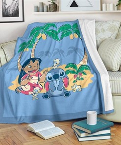 Lilo And Stitch Sherpa Fleece Blanket Gifts for Family, for Couple