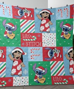 Lilo Ans Stitch Fan Gift, Lilo And Stitch Christmas Fan Gift, Funny Lilo And Stitch Christmas Quilt Blanket Bedding Set