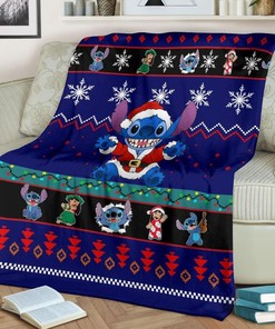 Lilo & Stitch Christmas Fleece Blanket Gift For Fan, Premium Comfy Sofa Throw Blanket Gift