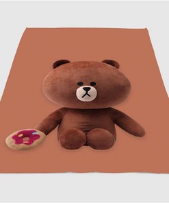 Line Icon Bear Sherpa Fleece Blanket Gifts for Family, for Couple