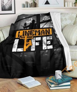 Lineman Life Sherpa Fleece Blanket Gifts for Family, for Couple