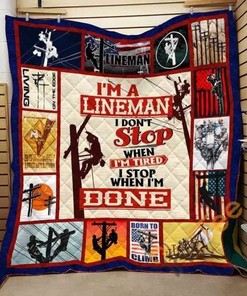 Lineman Quilt Blanket Bedding Set With Pillowcase Option