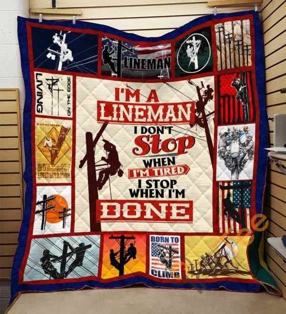 Lineman Quilt Blanket Bedding Set With Pillowcase Option