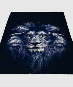 Lion Face Sherpa Fleece Blanket Gifts for Family, for Couple