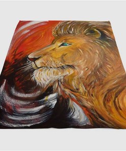 Lion Painting Sherpa Fleece Blanket Gifts for Family, for Couple