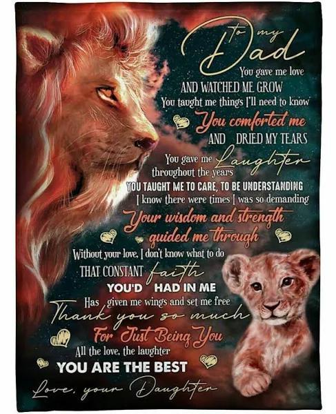 Lion To My Dad You Are The Best From Daughter Fleece Blanket For Daddy