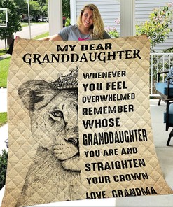 Lion To My Granddaughter From Grandma Straighten Your Crown Personalized Quilt Blanket Bedding Set