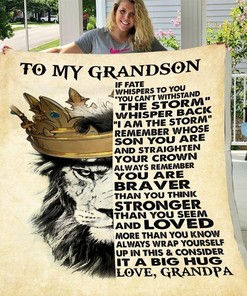 Lion To My Grandson You Are Braver Than You Think Fleece Blanket For Grandson From Grandpa