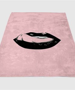 Lip Pink Sherpa Fleece Blanket Gifts for Family, for Couple
