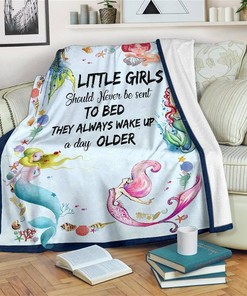 Little Girls Mermaid Mermaid Lover Sherpa Fleece Blanket Gifts for Family, for Couple