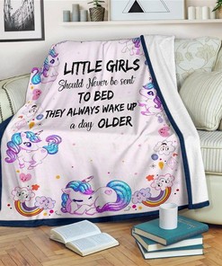 Little Girls Unicorn Unicorn Lover Sherpa Fleece Blanket Gifts for Family, for Couple