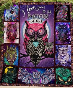 Little Owl With Mama I Love You To The Moon And Back Quilt Blanket Bedding Set