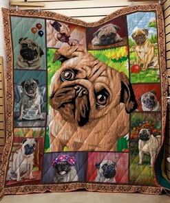 Little Pug Quilt Blanket Bedding Set for Home Décor