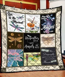 Live In The Moment Dragonfly Lo Quilt Blanket Bedding Set