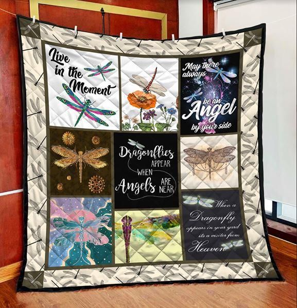 Live In The Moment Dragonfly Lo Quilt Blanket Bedding Set