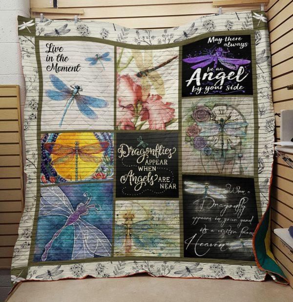 Live In The Moment Dragonfly Quilt Blanket Bedding Set