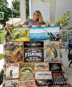 Live Laugh Fish Fishing Quilt Blanket Bedding Set