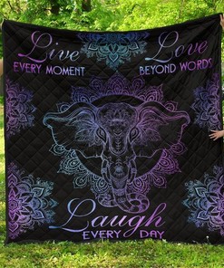 Live Love Laugh Elephant Gift For Yoga And Elephant Quilt