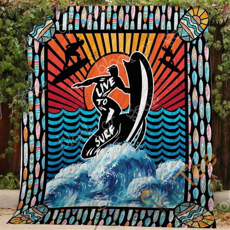 Live to Surf Quilt Blanket Bedding Set