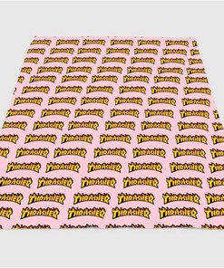 Logo Thrasher Pattern Sherpa Fleece Blanket Gifts for Family, for Couple