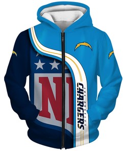 Los Angeles Chargers 3D Hoodie Pullover Zip Hoodie Nfl for Fans