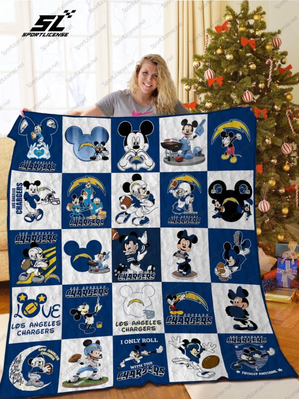 Los Angeles Chargers Disney Mickey Mouse Quilt Blanket