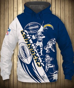 Los Angeles Chargers Hoodie 3D Cartoon Player Cute Zip Hoodie