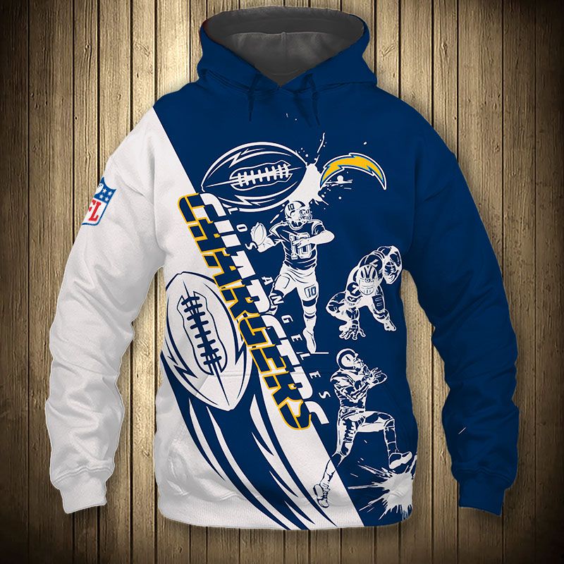 Los Angeles Chargers Hoodie 3D Cartoon Player Cute Zip Hoodie