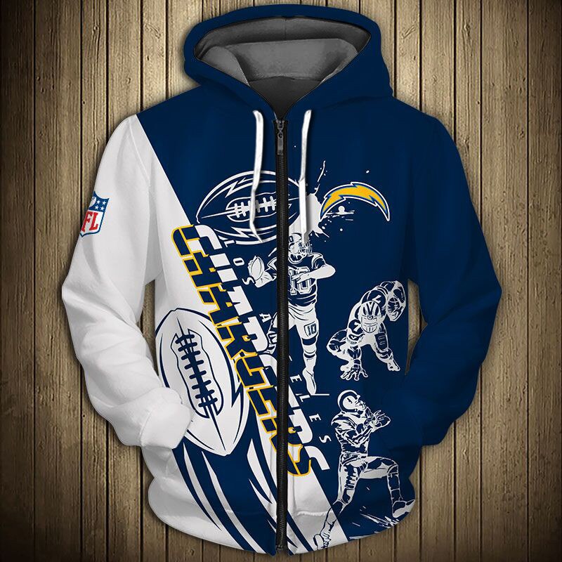 Los Angeles Chargers Hoodie 3D Cartoon Player Cute Zip Hoodie - Image 3