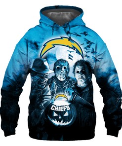 Los Angeles Chargers Hoodie 3D Halloween Horror Night Gift for Fans