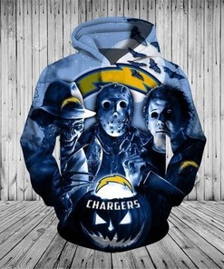 Los Angeles Chargers Hoodie 3D Horror Night Halloween Pullover Nfl