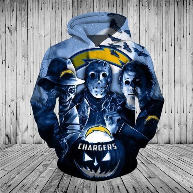 Los Angeles Chargers Hoodie 3D Horror Night Halloween Pullover Nfl