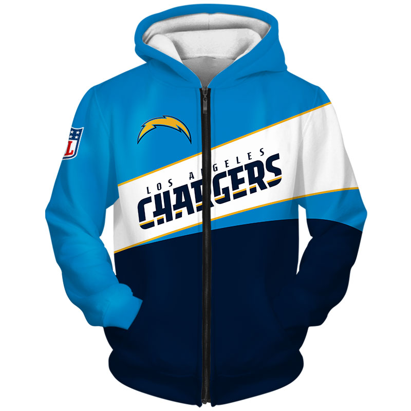 Los Angeles Chargers Hoodie 3D Zip Hoodie - Image 2