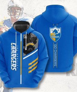 Los Angeles Chargers Hoodie 3D Zip Hoodie 3 Lines Graphic Gift for Fans